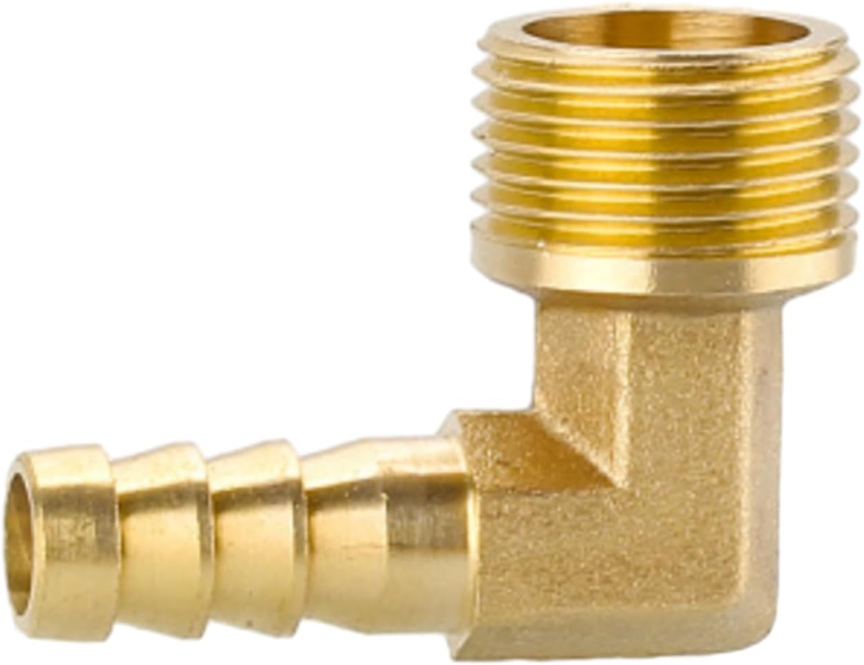 3/8" 90 Degree Brass Barb Fitting, Right Angle Barb Fitting, Male Thread Barb Fitting, Hose Fitting Adapter Fitting for Air Water Oil (8mm)