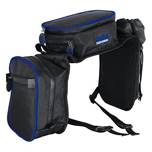 TrailMax Compact English Pommel Pocket Horse Saddle Bag; English Front Pocket Horse Saddle Bag w/Water Bottle Sleeve; English/Endurance/Australian Saddle Bags; Horse Saddle Bags for Trail Riding;Blue - Thumbnail 2