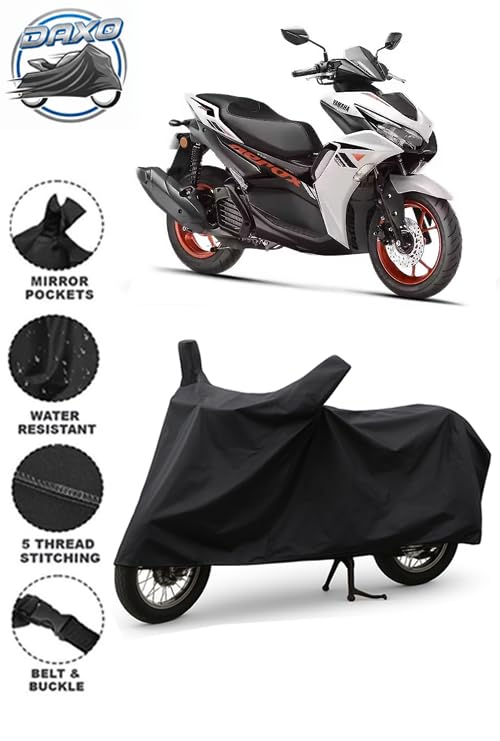 Image of Daxo Waterproof Scooty Cover for Yamaha Aerox 155 | All Weather Protection from Rain, Dust, UV Rays & Scratches with Mirror Pockets & Buckle Belt | Aerox 155 Scooty Cover