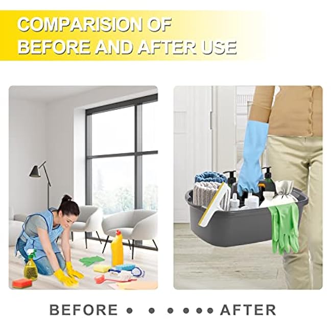 Plastic Cleaning Supplies Caddy for Bathroom Kitchen Under Sink, Gray 2 Pack