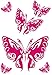 SAFIRMES 6X Autocollants Vinyle Sticker Voiture Moto Valise PC Papillons Fuchsia Rose