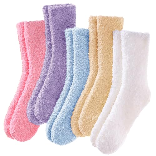 Image of Josnown Fuzzy Socks for Women Cozy Soft Fluffy Slipper Warm Winter Plush Sleep Socks Christmas Gifts for Women