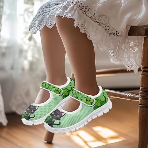 Girls St. Patrick's Day Shoes Mesh Slip On Casual Sneaker Comfort Non Slip Travel Walking Shoe Easter Party Shoes White Sole US 11-154