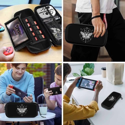 Yekiua Moth Dead Head Carry Case Compatible With Nintendo Switch And New Switch Oled Console Mystical Circle Sacred Geometry Moon Esoteric Symbol Portable Hard Shell Pouch Carrying Travel Game Bag — 사진 6