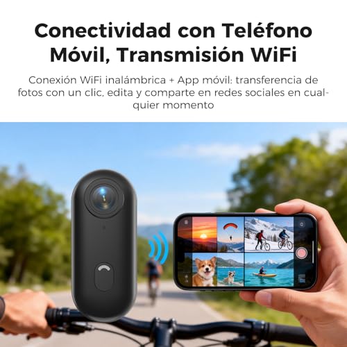 Zeerkeer Mini Camara Deportiva, Cámara 360 para Casco Moto 1080P WiFi Bodycam Clip Magnetico Camara Acuatica POV Vlog Action CAM para Mascotas, Viajes, Pesca y Ciclismo (Negro) - imagen 5