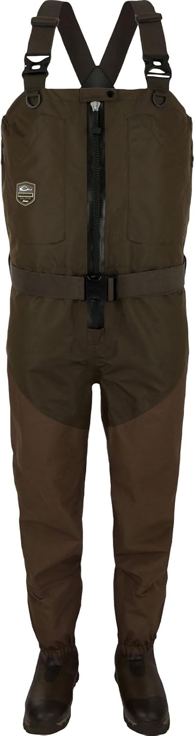 Drake Waterfowl Men's Uninsulated Guardian Elite HND Front Zip Hunting Fishing Durable Waterproof Windproof Waders with Boots