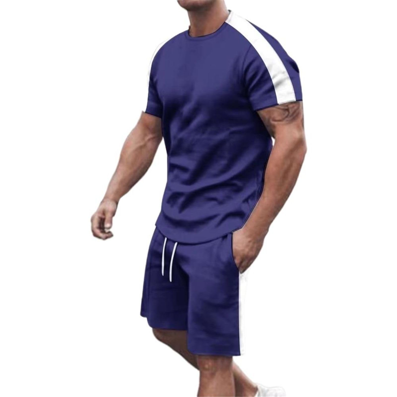 Set da uomo fitness traspirante, maglietta casual e pantaloncini estate