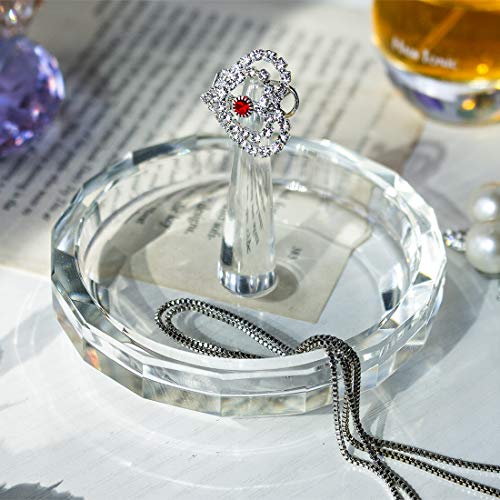 Image of Clear Crystal Ring Holder Dish Wedding Jewelry Tray Vanity Decor