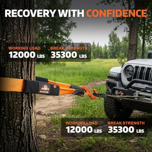 AUTOBOTS Tree Saver Strap 3" x 8' with S-Shaped Tow Hook，Heavy Duty Tow Strap 35300LBS Break Strength - Emergency Recovery Strap Winch Extension by AUTOBOTS - Image 4