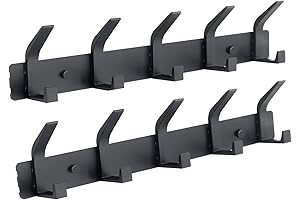 5 Coat Hooks Wall Mounted Coat Rack, Heavy Duty Metal Double Hook Rack Hook Rail