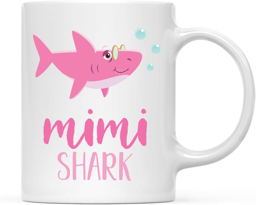 Andaz Press Baby Shark Family 11oz. Coffee Mug Gift, Mimi Shark, 1-Pack, Shark Do Do Do Gift Idea Birthday Christmas Gifts for Mimi