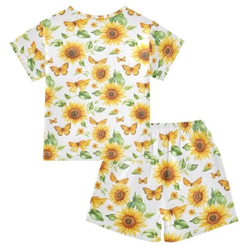 Butterfly Sunflower Pajama Set Pajamas Sleepwear Nightwear Loungewear Clothes Set B04039772