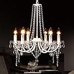 Crystal Chandeliers, 6 Lights Modern Chandeliers Ceiling Light Fitting Elegant Pendant Lights, White Vintage Crystal Ceiling Light for Dining Room, Living Room, Bedroom, Kitchen, Hallway, E14 Socket
