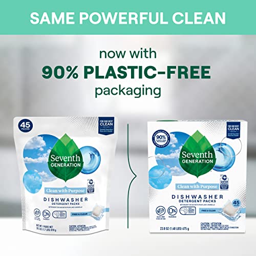 Seventh Generation Dishwasher Detergent Packs, Blasts Away Stuck-On Food, Free & Clear, 20 Packs #TOP2