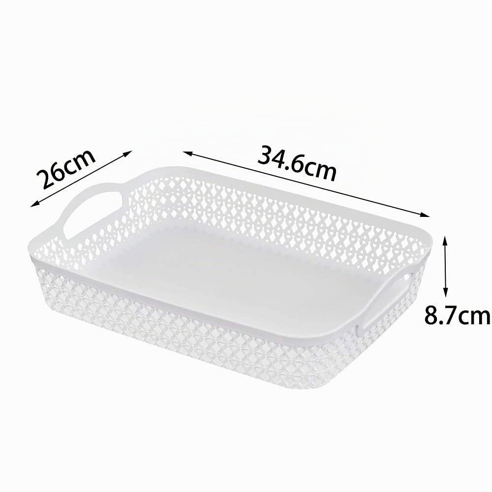 Cadine Cestini Plastica con Manici, Confezione da 6 Cestini Portaoggetti Bianca, Cesto A4