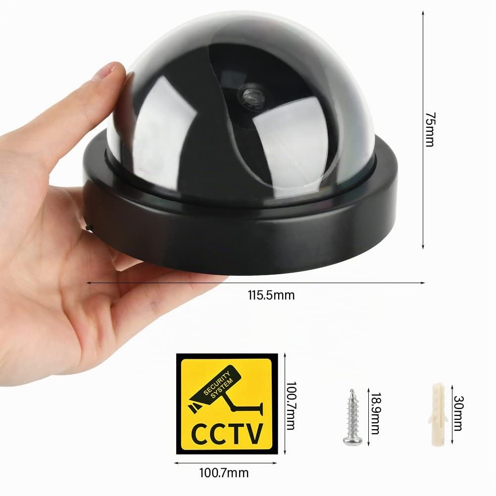 4PCS Telecamera Finta, Dome Dummy Fake Security CCTV Monitor Simulazione con LED Lampeggiante Luce, Fittizio Macchina Fotografica