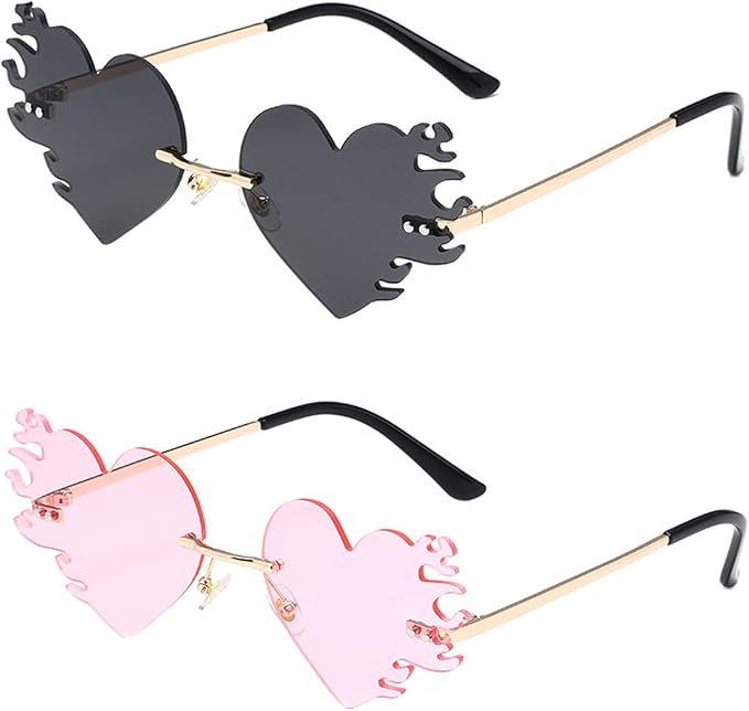 8 Stück Brille Herz Sonnenbrille Für Daen, Partybrille Neon Farben Herzfor Brille, Herz Hippie