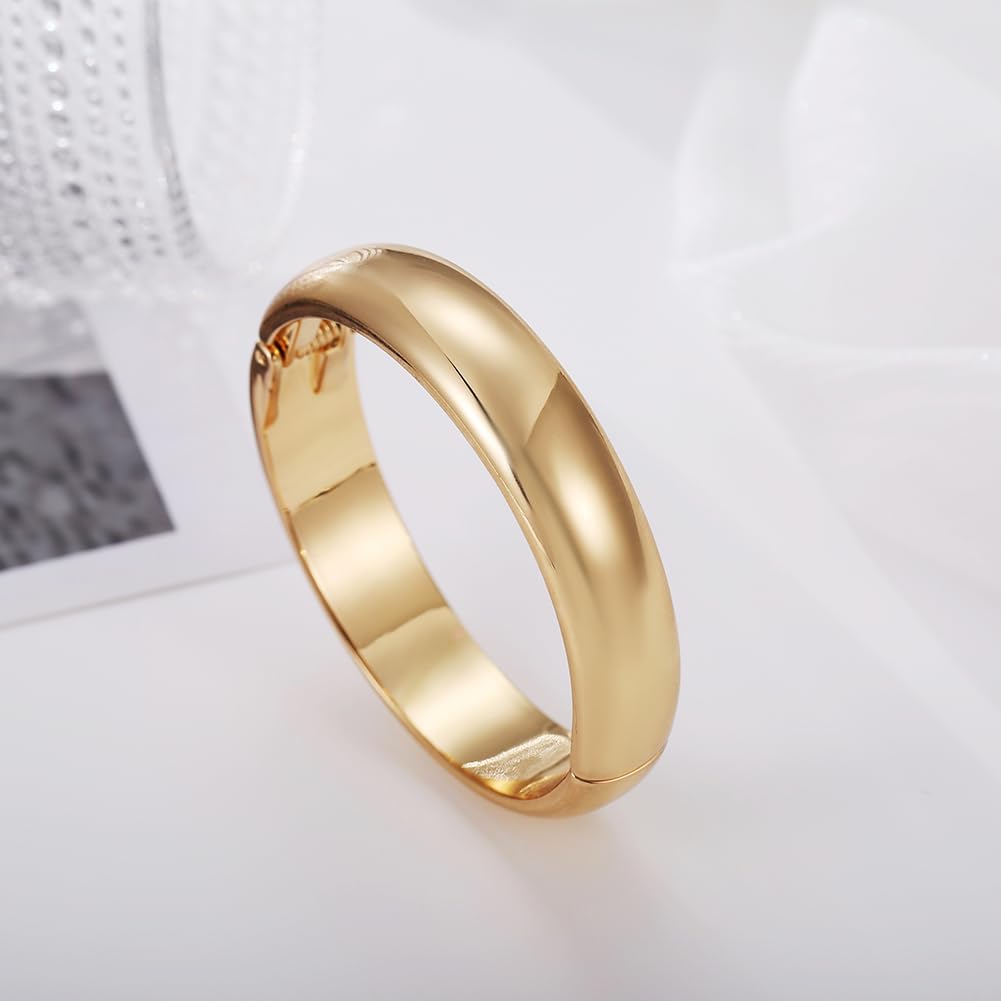 Golden Polished Chunky Twisted Hinged Waterdrop Bangle Bracelet for Women Spiraled Oval Bangle Bracelet - Image 3