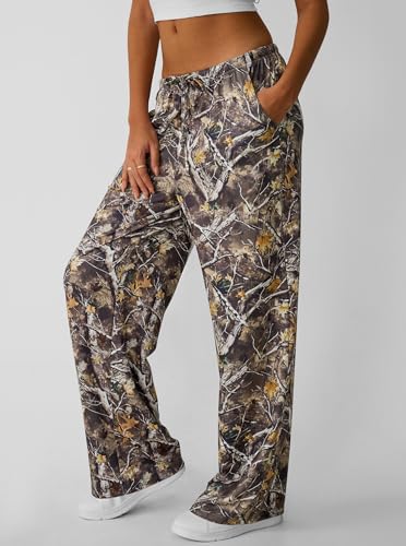 SOFIA'S CHOICE Women's Camo Sweatpants Baggy Pants Y2k Wide Leg Low Rise Sweatpants4
