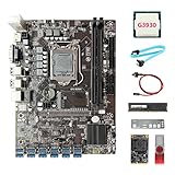  Oikabio Carte MèRe B250C ETH Miner 12USB + Processeur G3930 + DDR4 4GB 2133Mhz RAM + SSD 128G + Clé USB 64G + Câble SATA + Câble de Commutation + DéFlecteur