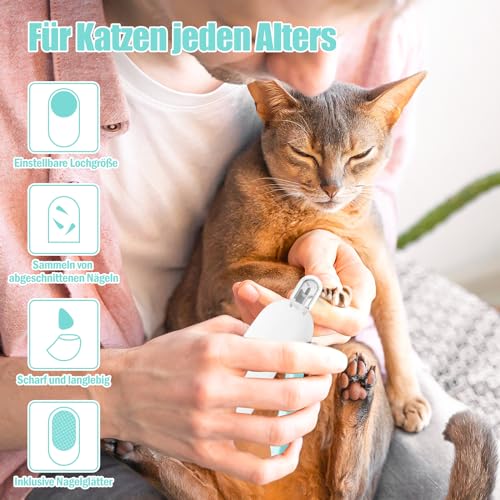 Encuryna Katze Nagelknipser, Krallenzange für Hunde und Katzen, Edelstahl Katzennagelknipser, Katzennagelschneider, Katzen Krallenschneider, Krallenschere Katzen mit Nagelfeile und Schutz (Blau)