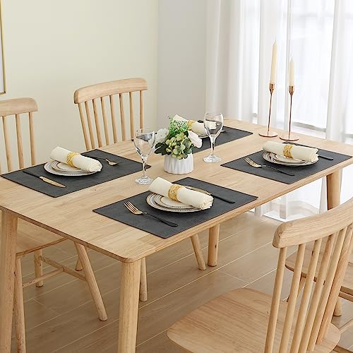 Homaxy Faux Leather Heat Resistant Placemats For Dining Table Set Of 6, Waterproof Wipeable Washable Pu Table Mats, Easy To Clean Anti-Slip Place Mats, 11.8" X 17", Dark Grey #TOP7