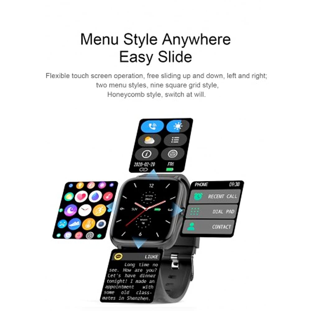 DCU TECNOLOGIC Smartwatch moderno smart watch chiamate notifiche app e chiamate 8 modalità sportive ip67 2 cinturini inclusi silicone nero+silicone blu navy
