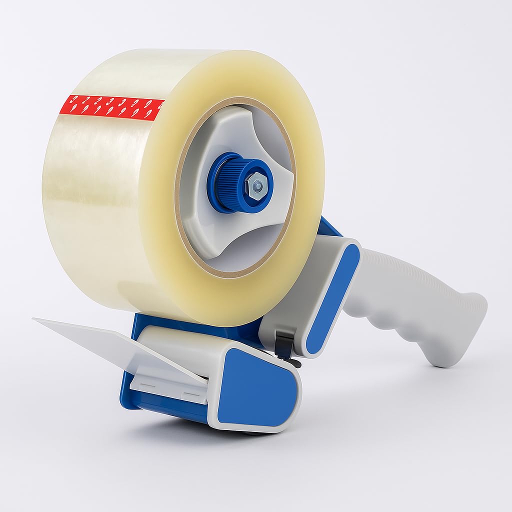 Habercrafts Heavy Duty Packaging Tape Gun Dispenser with Clear Tape (50mm x 100m) Parcel Boxes General Purpose Tape Dispenser with Retractable Safety Blade Cover (Dispenser with 1 Roll of Clear Tape)
