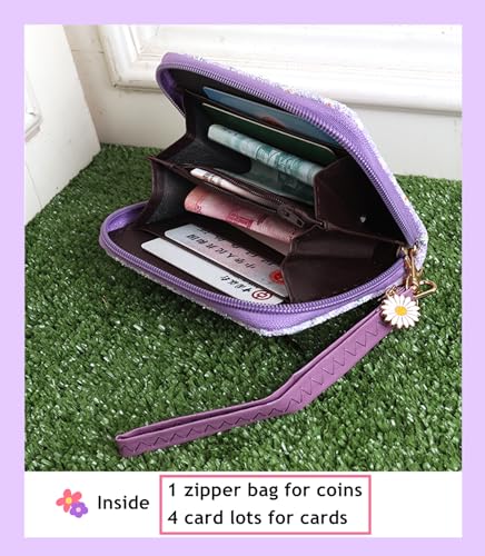 Little Girls Wallet with Strap Cute Small Wallet with Coin Pouch Teens Mini Coin Purse with Strap Cute Cartoon Card Holder3