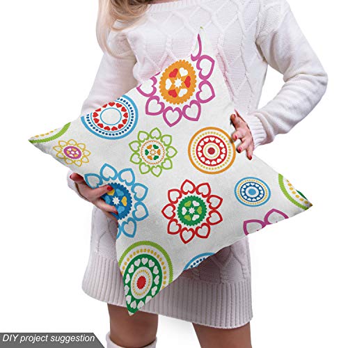 Image of Ambesonne Modern Fabric by The Yard, Colorful Style Inspired Patterns with Flower Like Images Art, Decorative Fabric for Upholstery and Home Accents, 3 Yards, Green Orange