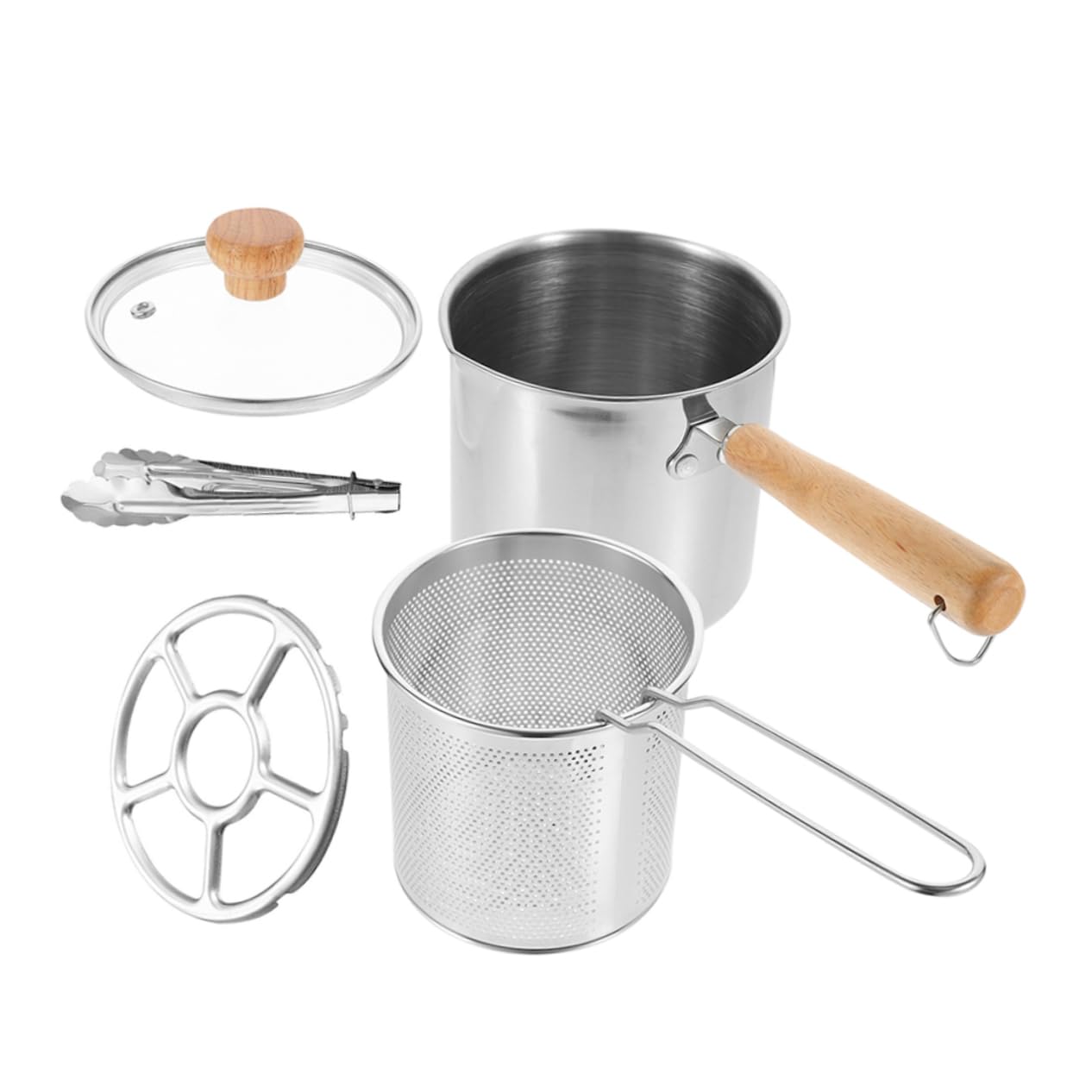 Ciieeo Deep Fryer Skimmer Fries Holder Deep Fryer Pot Set Basket Large Easy to Clean Stainless Steel