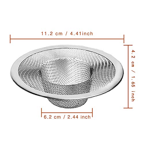 4pcs Heavy Duty Stainless Steel Slop Basket Filter Trap, 4.41\" Top / 2.44\" Mesh Metal Sink Strainer,Perfect for Kitchen Sink/Bathroom Bathtub Wash basin Floor drain balcony Drain Hole,Utility…
