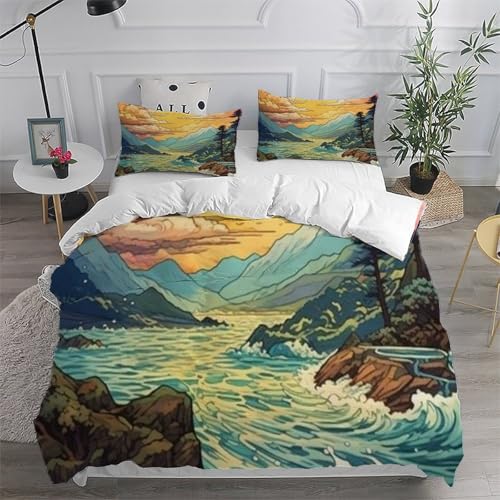 Housse de couette Super King paysages colorés microfibre 260x220cm