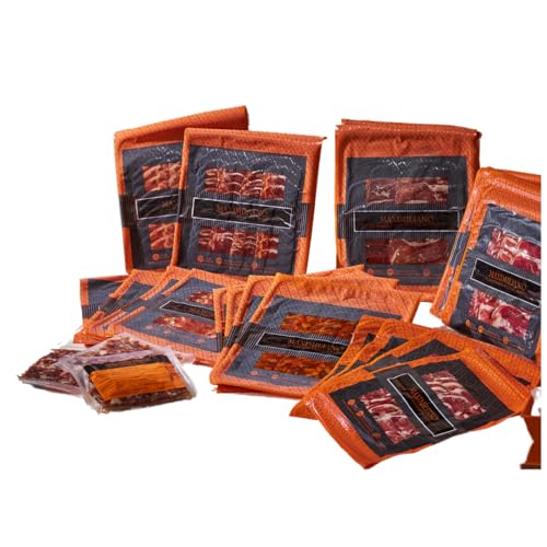 Maximiliano - Pack Familiar - 28 Estuches de Embutidos Tradicionales - Jamón, Paleta, Lomo, Chorizo y Salchichón - Degustación Gourmet - Ideal para Compartir - Incluye Caja de Regalo