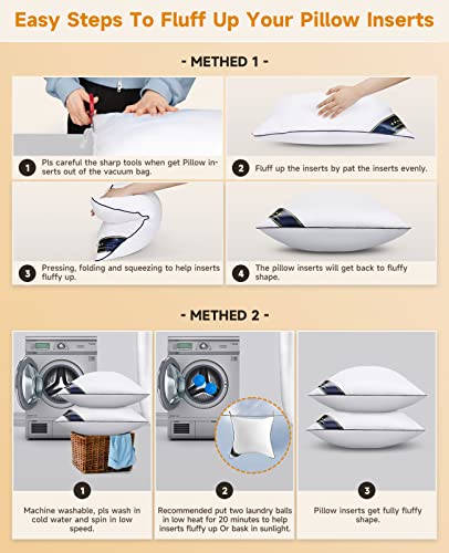 Throw Pillow Inserts, 20"X20" Square Interior Sofa Throw Pillow Inserts With 100% Cotton Cover, Soft Pillow Luxury Microfiber Fill For Bed And Couch (2-Pack, White) #TOP5