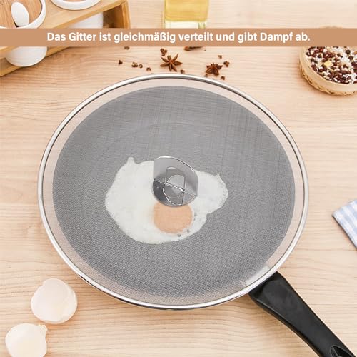 Miniatura 2 de Hatanse 3 Piezas Tapa Antisalpicaduras Cocina Pantalla Antisalpicaduras De Acero Inoxidable Protector Salpicaduras 33cm 29cm 25cm