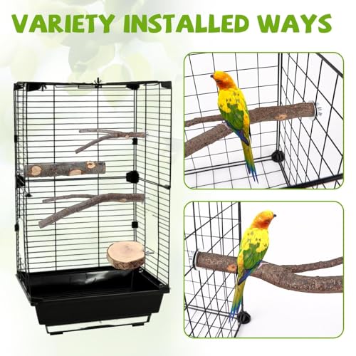 Image of 12PCS Natural Wood Bird Perches for Cage, Parrot Perch Stand & Platform, Bird Cage Accessories - Multi-Size Perches for Parakeets, Cockatiels, Conures, Lovebirds