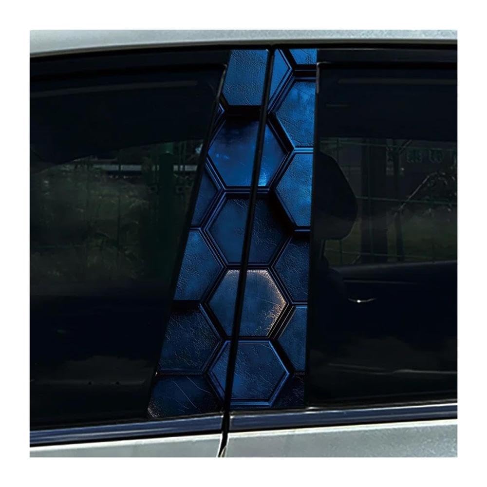 Autocollant nid d'abeille noir pour pilier B de voiture - Lot de 2 films étanches colonne centrale