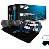 MAKO Safety Premium Anti-Fog Dual Lens Safety Goggles, 1 Pair, One Size, 1 Smoke Lens & 1 Clear Lens Included, MK400