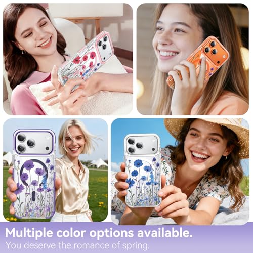 Coque iPhone 17 Pro Max MagSafe fleur violette antichoc silicone - 7