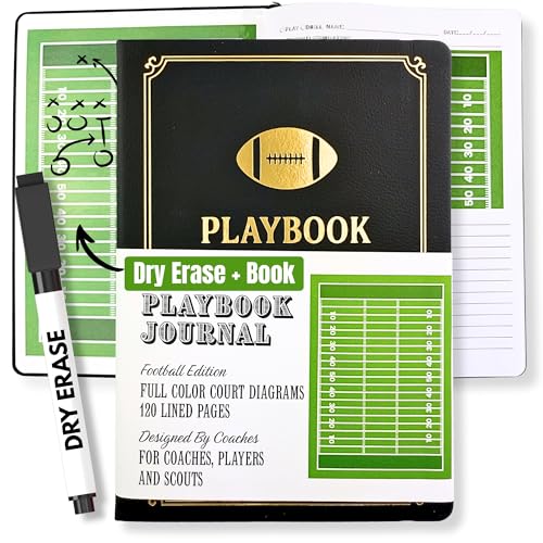 Playbook Football Coach Gifts for Men & Women, Full-Field Dry Erase Board for Live Strategy, Premium...