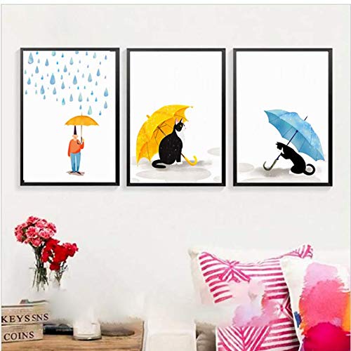 Toile peinture animal chat 50x70cm sans cadre pour decoration de la maison