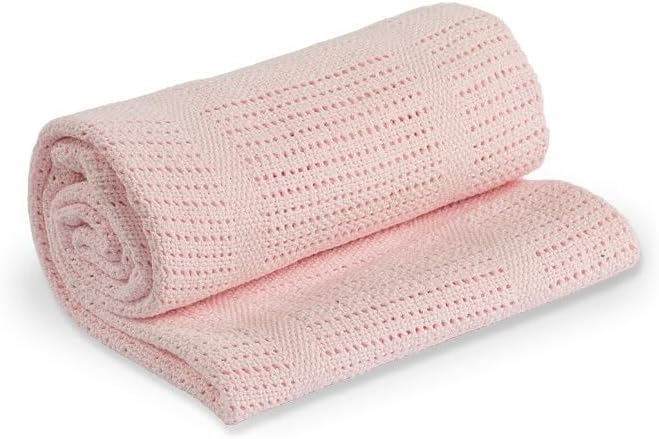 100% Soft Organic Cotton - Extra Soft Cellular Blankets Baby Swaddle Newborn โ Cot Bed Pram Travel Moses Basket Various Options (2 Pink)