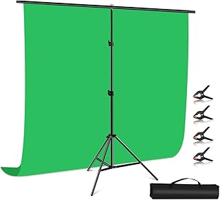 بولوز خلفية شاشة خضراء مع مجموعة حامل لتصوير استوديو الفيديو، مجموعة شاشة كروماكي خضراء محمولة مقاس 6.5 × 6.5 قدم مع حامل للبث والالعاب