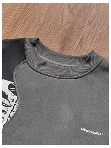 Verdusa Men's Skeleton Graphic Sweatshirt Crew Neck Long Sleeve Drop Shoulder Loose Pullovers3