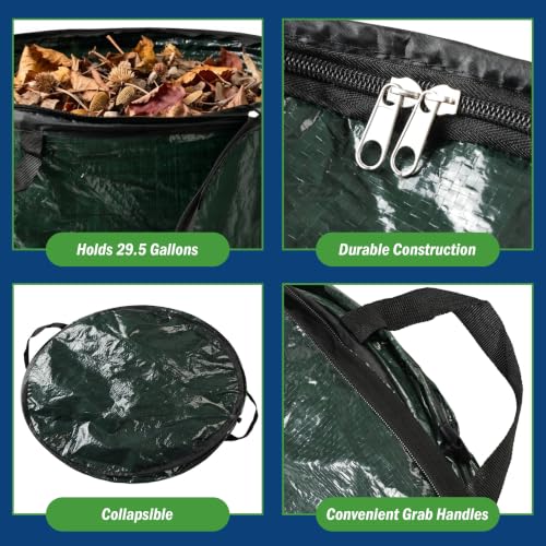 Image of 29.5-Gallon Pop up Outdoor Garbage Can Set - Set of 2 Collapsible Trash Cans for Parties, Yard Waste, or Laundry - Camping Accessories by Wakeman