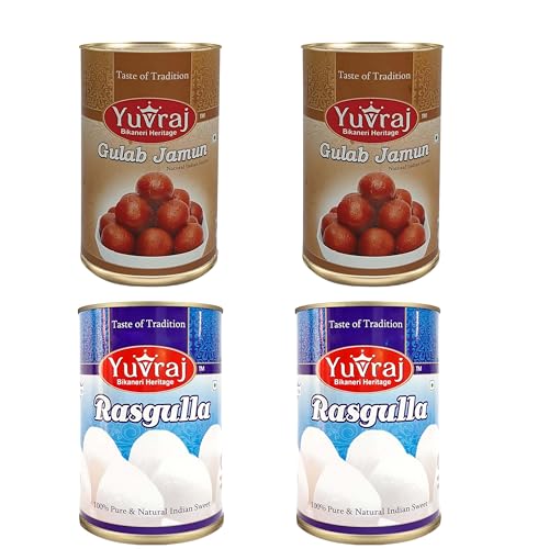 Image of YUVRAJ Sweets Rasgulla 2 & Gulab Jamun 2 combo 4 pack (500 Gm x 4)