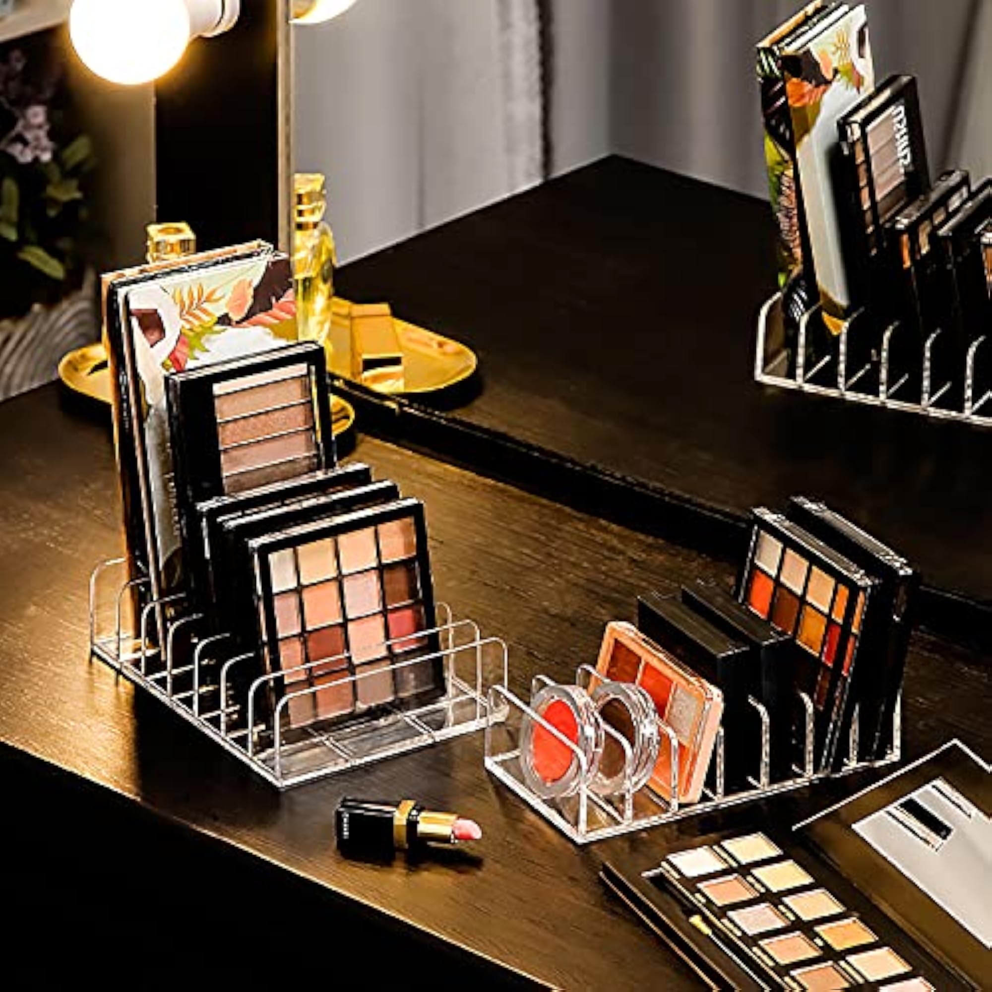 Palette Organizer, 7-Section Divided Plastic Makeup Organizer