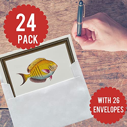 Image of Whitman and Daughter Pretty Ocean Thank You Notes (24 Cards, 4.25 X 6 Inch) Marine Animal Theme for Fisherman Retirment, Birthday Invitations or Classy Fish Thank You Notes