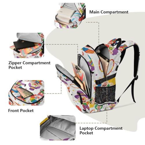 Mochila para equipaje de 17.5 pulgadas con estampado de payaso multicolor 5